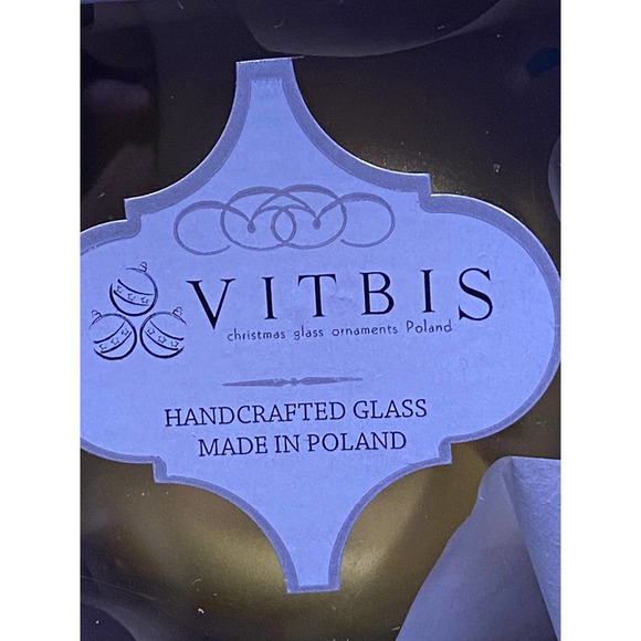 Set of Nine (9), Vitbis Glass Christmas Ornaments 3 in. round, New In Box. - Picture 4 of 11